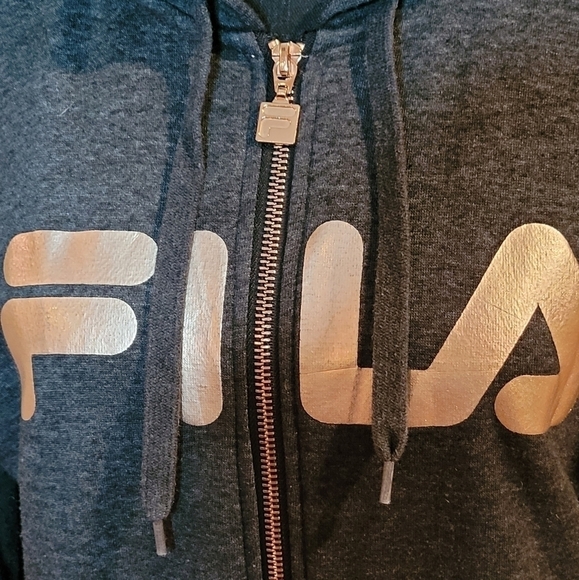 FILA Full Zip Hoodie, Rose Gold, Heathered Dark Grey - Picture 5 of 12